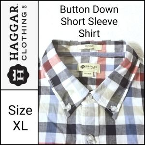 🆕️ Haggar Button Down Short Sleeve Shirt Size XL